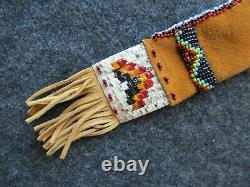 Rare Native American Quilled Leather Awl Bag, Beaded & Quilled Pouch Sd-04278