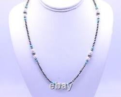 Real Blue Kingman Arizona Turquoise Freshwater Pearls & Sterling Silver Necklace