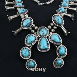 SQUASH BLOSSOM Necklace Sterling Silver Turquoise HEAVY 237 g. Vintage Navajo