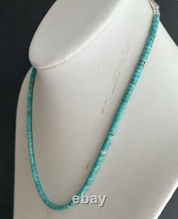Santo Domingo 4mm Turquoise Heishi Sterling Necklace 19.5 Perfect4Pendants
