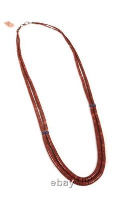 Santo Domingo Pueblo Dark Red Coral Beads Necklace ca. 1960 Size 30.5 Total