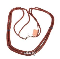 Santo Domingo Pueblo Dark Red Coral Beads Necklace ca. 1960 Size 30.5 Total