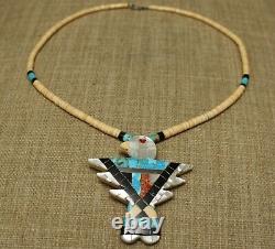 Santo Domingo Thunderbird Native American Turquoise Coral Necklace