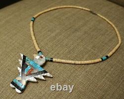Santo Domingo Thunderbird Native American Turquoise Coral Necklace