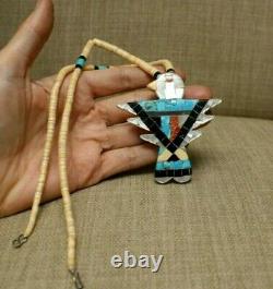 Santo Domingo Thunderbird Native American Turquoise Coral Necklace