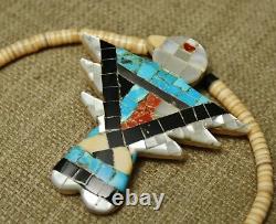 Santo Domingo Thunderbird Native American Turquoise Coral Necklace