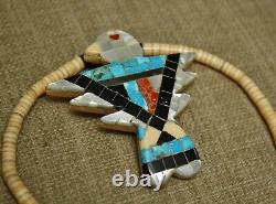 Santo Domingo Thunderbird Native American Turquoise Coral Necklace