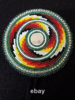 Set Of 3 Handcrafted Geometric Design Native American Indian 4 Beaded Rosettes