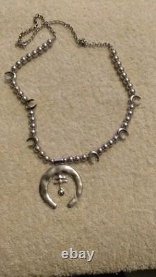 Silver Tone Beaded Necklace Naja Pendant Southwestern Native American Style
