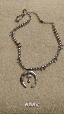 Silver Tone Beaded Necklace Naja Pendant Southwestern Native American Style