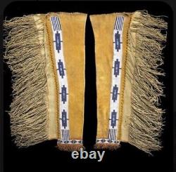 Sioux Leather Cowboy Chaps Native American Indian Beaded Leggings L704
