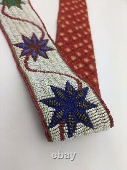 Sioux Native American Beaded Belt Sash Strap 8 Point Star Deerskin Late 1800s