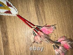 Sioux Native American US Handmade Beaded hammer with Feather Decoration c. 1890's