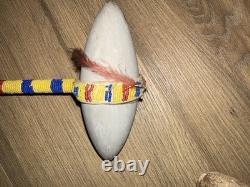 Sioux Native American US Handmade Beaded hammer with Feather Decoration c. 1890's