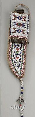 Sioux Native American indian Beaded Suede Hide Knife Sheath