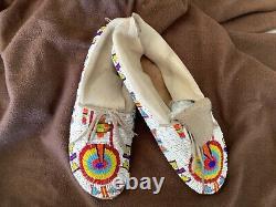 Sioux, Plains, Native American Indian, Vintage Beaded Moccasins
