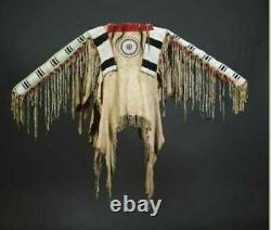 Sioux Style American Native Suede Leather Indian Jacket Fringe & Beads War Shirt