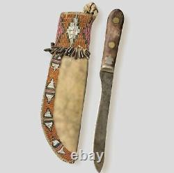 Sioux Style Indian Beaded Native American Leather Knife Sheath S825