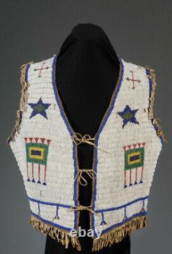 Sioux Style Indian Beaded Suede Leather Native American Hide Vest