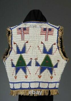 Sioux Style Indian Beaded Suede Leather Native American Hide Vest