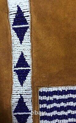 Sioux Suede Leather Cowboy Native American Indian Chaps Beaded Hide leggings
