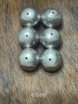 Six Jimmy Calabazas Ca'Win Kewa Pueblo Loose Beads Pearls Signed 925 Silver