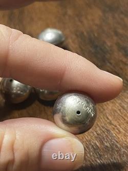 Six Jimmy Calabazas Ca'Win Kewa Pueblo Loose Beads Pearls Signed 925 Silver