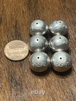 Six Jimmy Calabazas Ca'Win Kewa Pueblo Loose Beads Pearls Signed 925 Silver