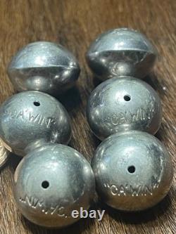 Six Jimmy Calabazas Ca'Win Kewa Pueblo Loose Beads Pearls Signed 925 Silver