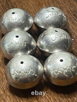 Six Jimmy Calabazas Ca'Win Kewa Pueblo Loose Beads Pearls Signed 925 Silver Six Jimmy Calabazas Ca'Win Kewa Pueblo Loose Beads Pearls Signed 925 Silver