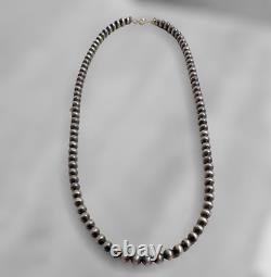 Solid Sterling Silver Genuine 5mm Navajo Pearl Hand Strung Necklace 24