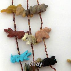 Southwest Zuni 41 Fetish Animal Bead Native American Multi-strand Necklace