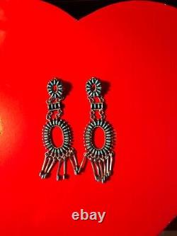 Squash 3.5-4 pierced Native American earrings with silver dangle embellishment