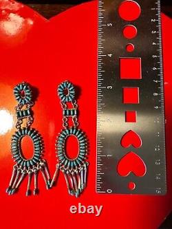 Squash 3.5-4 pierced Native American earrings with silver dangle embellishment