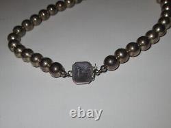 Sterling Silver Bead Beaded Necklace Jewelry Native American Vintage (912T)