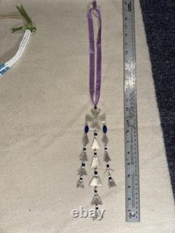 Sterling Silver Native Amazing Necklace Made With Antique Beads And Silk Ribbon