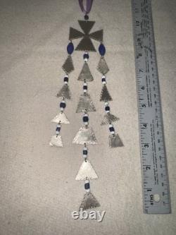 Sterling Silver Native Amazing Necklace Made With Antique Beads And Silk Ribbon