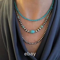 Sterling Silver Native American Navajo Desert Pearl Beaded Necklace 3mm to 8mm