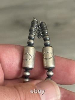 Sterling Silver Nativer American Sw Navajo Pearl Barrel Graduated Necklace. 925