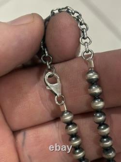 Sterling Silver Nativer American Sw Navajo Pearl Barrel Graduated Necklace. 925