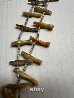 Sterling Silver Shell Carved Bird Effigy Native American Necklace