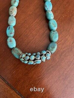 Sterling Silver Turquoise Beaded Necklace with pendant