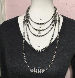 Sterling Silver navajo Pearls Choker Necklace Graduated Boho Beads
