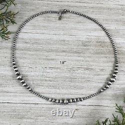 Sterling Silver navajo Pearls Choker Necklace Graduated Boho Beads