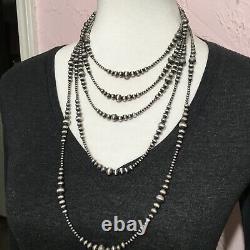 Sterling Silver navajo Pearls Choker Necklace Graduated Boho Beads