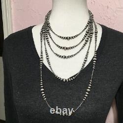 Sterling Silver navajo Pearls Choker Necklace Graduated Boho Beads