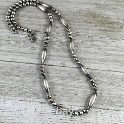 Sterling silver Navajo Pearls bench bead necklace 24 melon beads