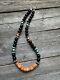 Sterling silver black onyx spiny oyster bead necklace 18 inch