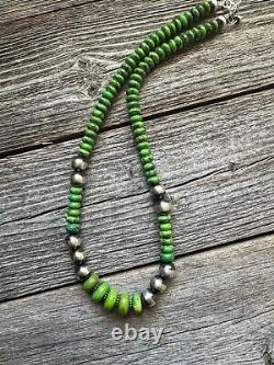 Sterling silver gaspeite bead necklace 18 inch