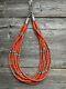 Sterling silver orange coral mulristand necklace 26 inch